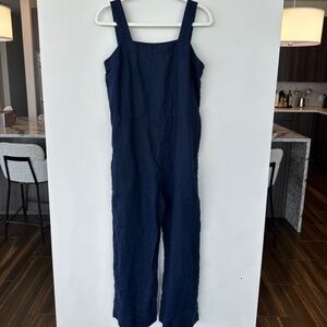 Quince Lien Square Neck Jumpsuit in Navy -M